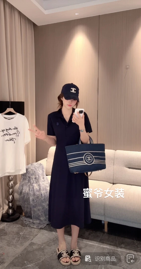 【蜜爷家】法式polo翻领收腰连体裙