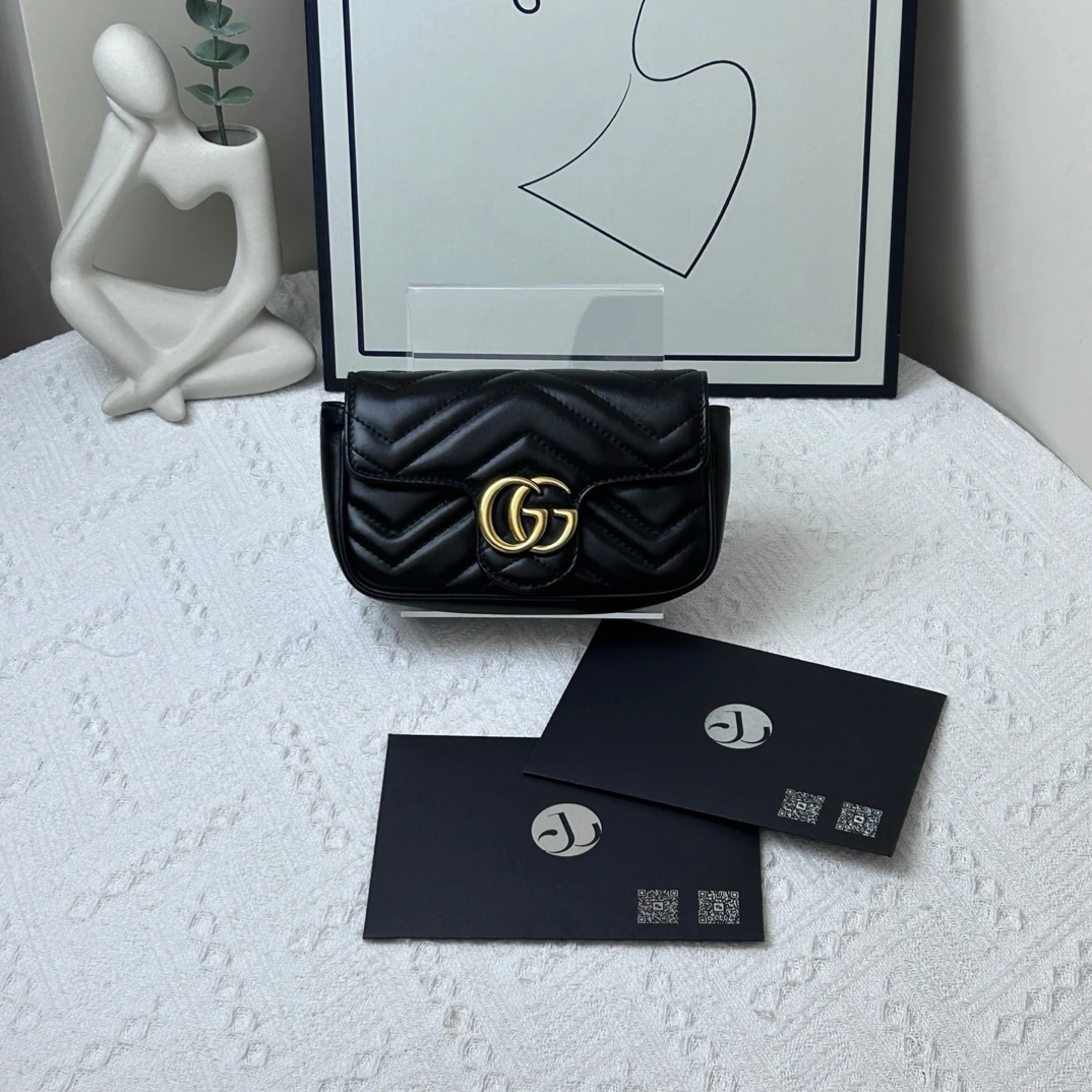 95新 GUCCI/古驰 马蒙mini 黑金/JW7193