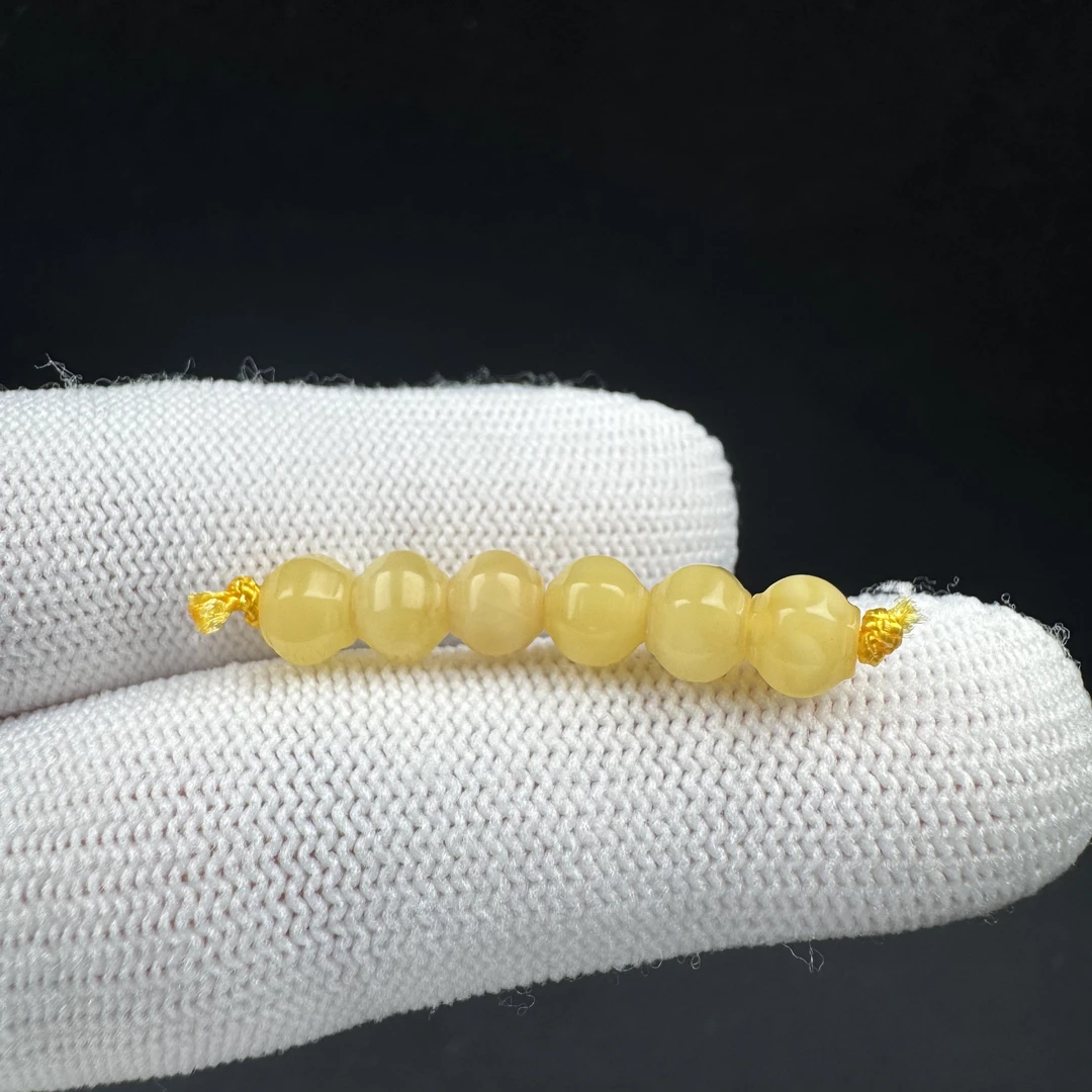 K4117天然原矿蜜蜡 隔珠6mm支持复检假一罚十