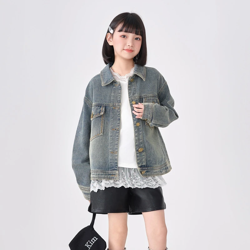 2234七彩兜兜女童牛仔外套超软儿童2025新款爆款春秋款中大童上衣