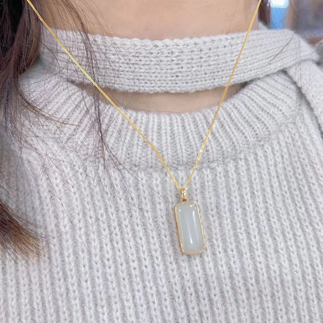 HTY286和田玉吊坠18k金设计