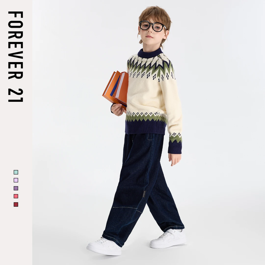 Forever 21童装男童毛衣2025新款洋气费尔岛针织衫男儿童秋装上衣