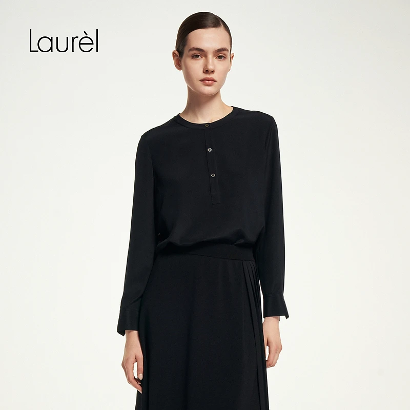 【丽公主专享】Laurel早秋经典真丝圆领衬衫女LWL353C02200