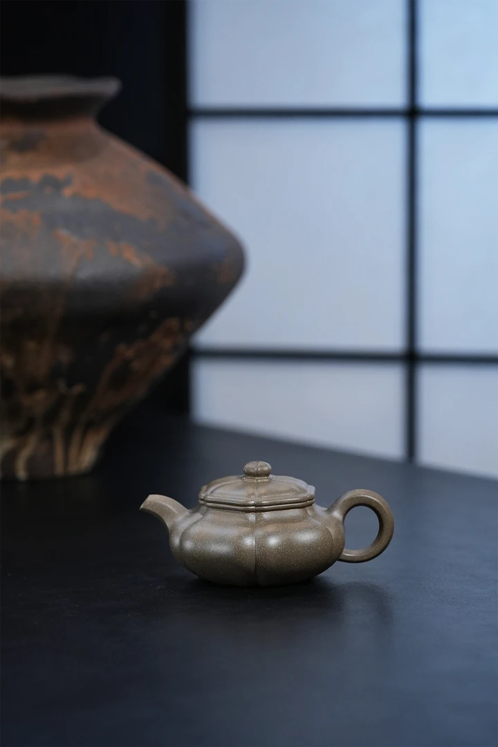 【顶蜀】葵水平壶仿古壶松华青段180cc四方壶手工茶壶泡茶茶具泥壶