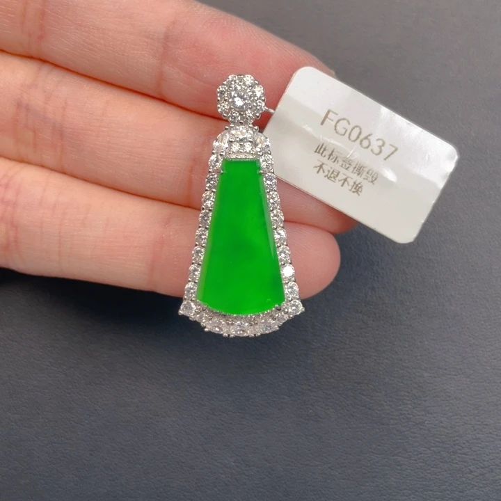 翡翠银S925镶嵌吊坠(不含链)