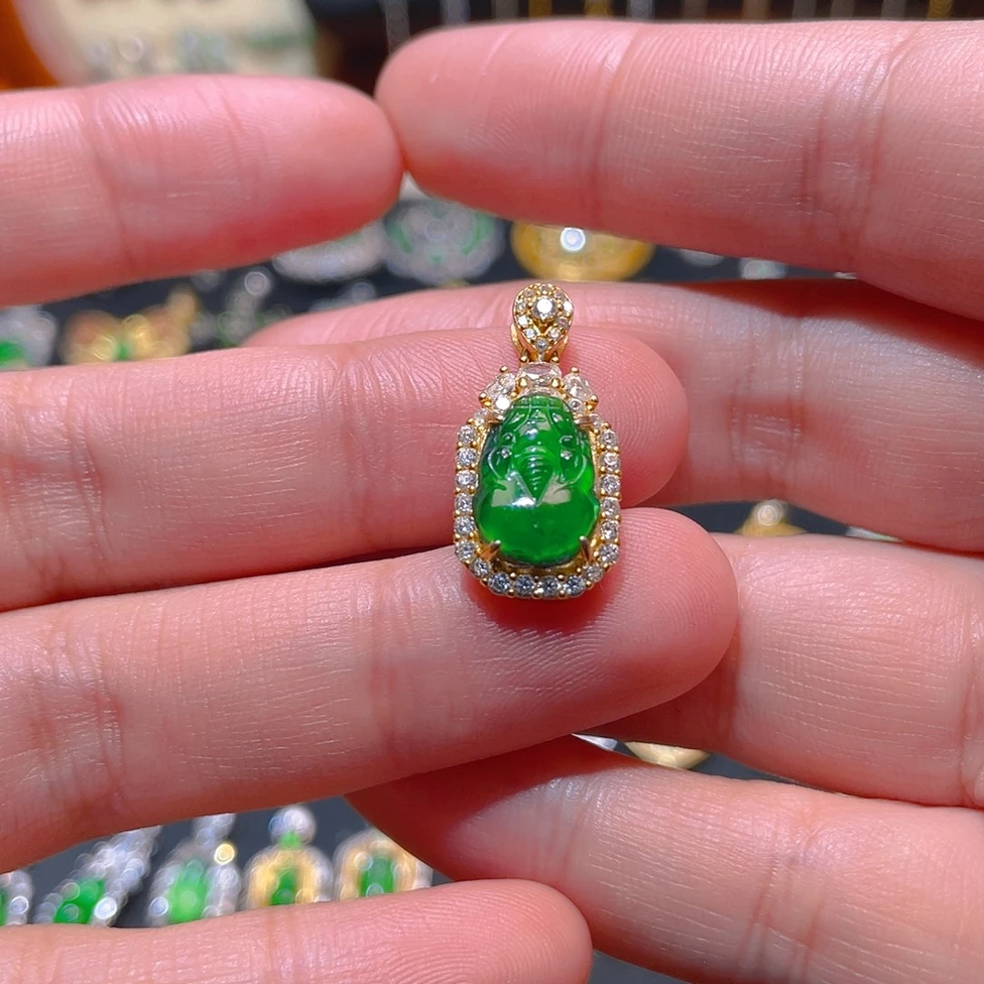 翡翠银S925镶嵌吊坠(不含链)