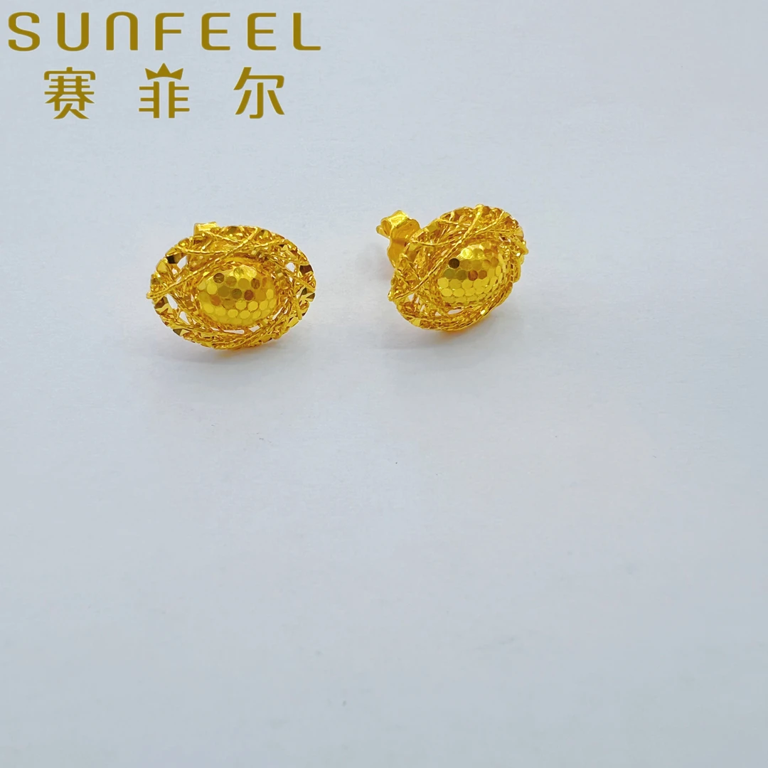 赛菲尔万足足金鸽子蛋耳饰