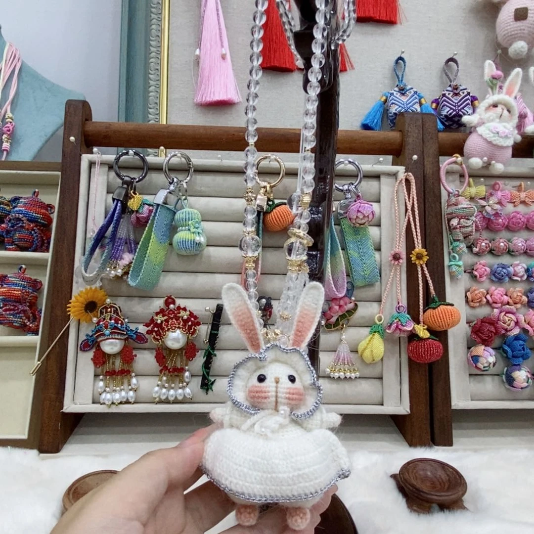 项链  兔子手工钩织