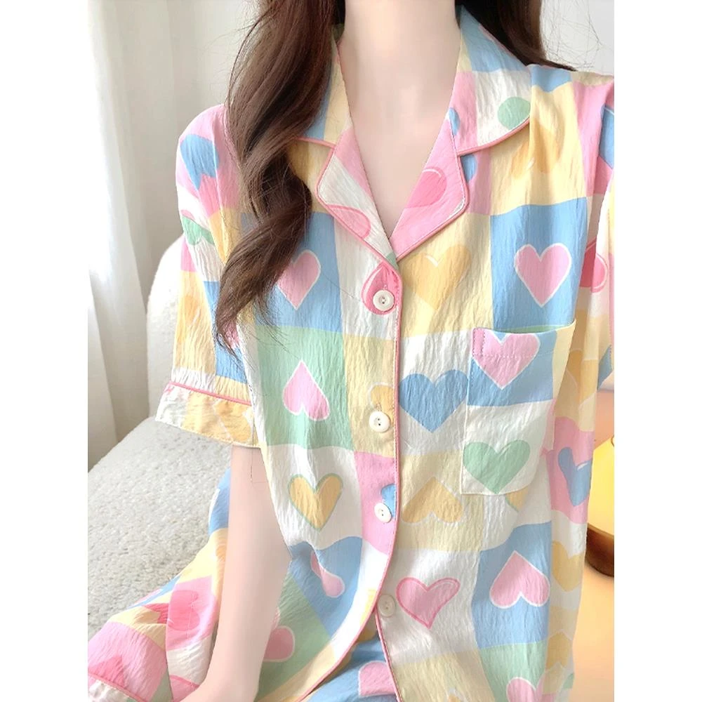 大码云朵棉睡衣女夏季2025新款可外穿甜美风两件套家居服夏天薄款