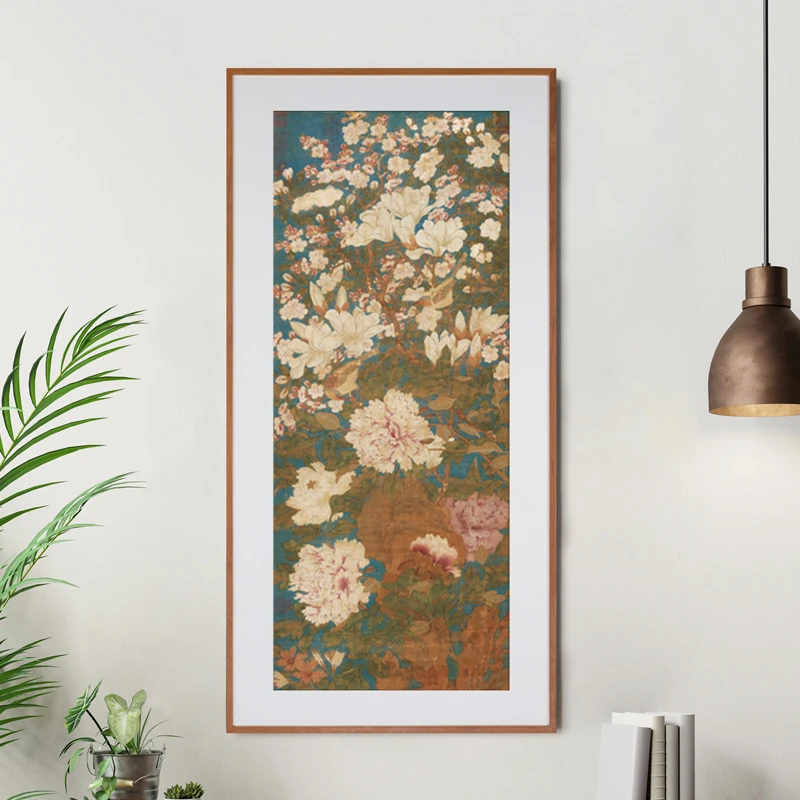 徐熙《玉堂富贵图》中式装饰画绢本设色实木榫卯书房玄关挂画国画