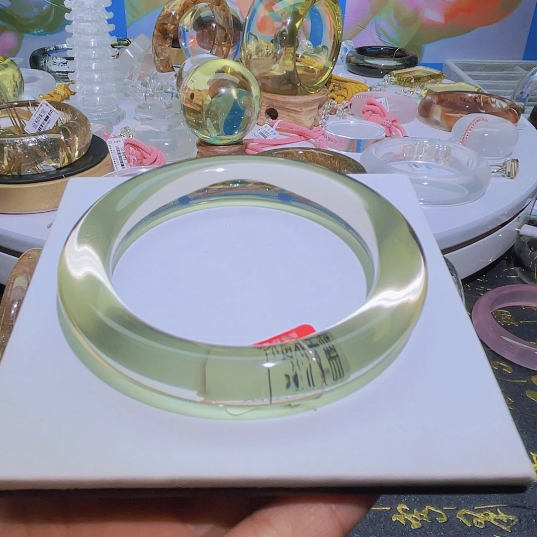 未镶嵌手镯水晶天然黄水晶冰透圆条60圈