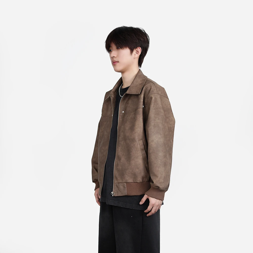 美式复古潮牌翻领夹克外套男cleanfit短款宽松上衣美拉德外套春季