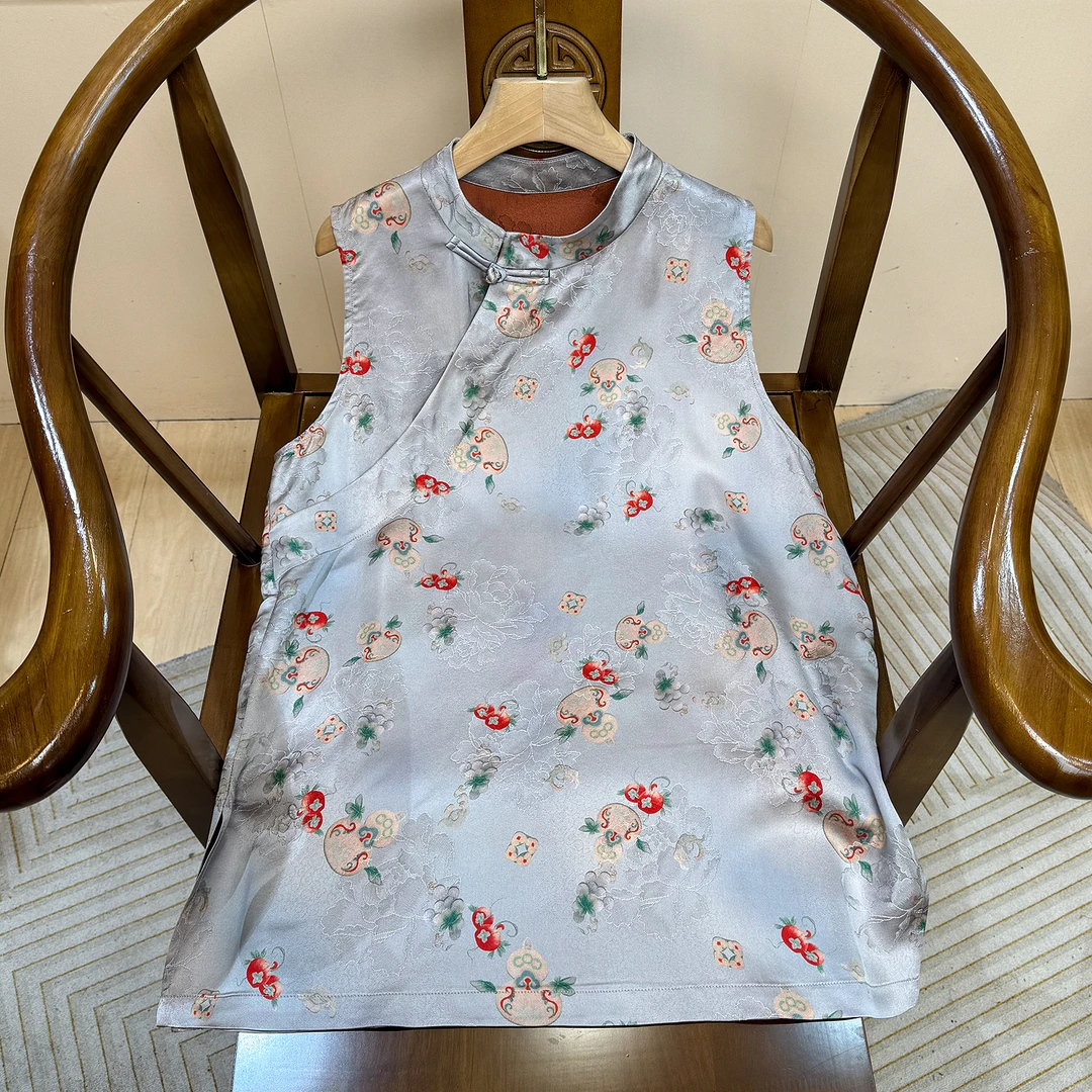 新中式 提花中长款改良奥黛国风年轻版上衣---63