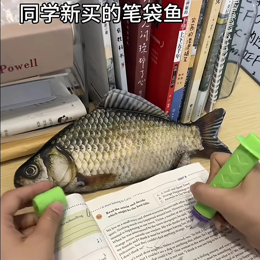 创意仿真鲫鱼笔袋网红同款个性搞怪桌面收纳袋韩版咸鱼文具笔盒