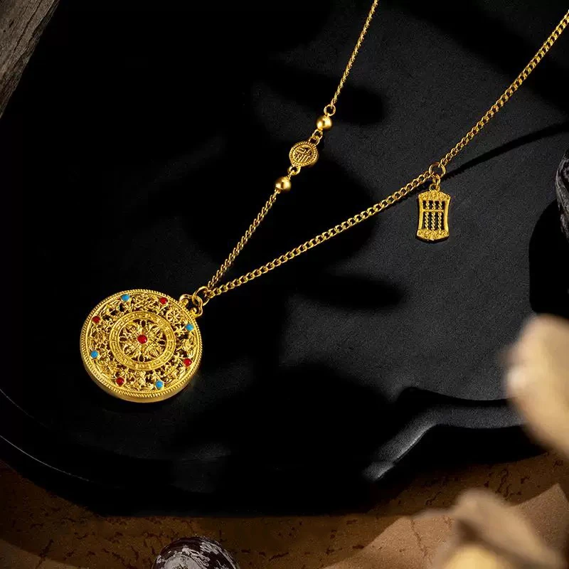 【清货专属链接】XL3805 烧蓝金刚杵八宝罗盘套链