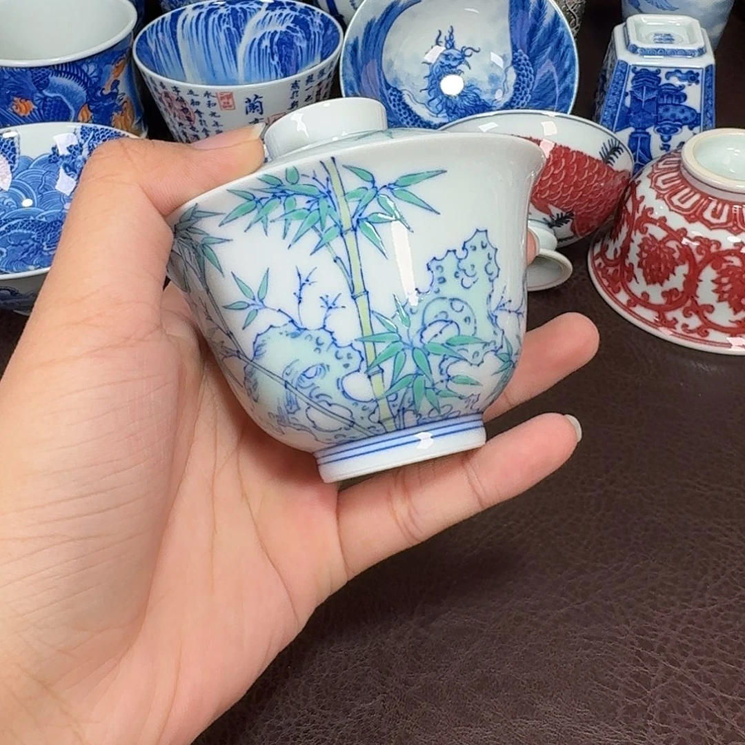 现代景德镇陶瓷盖碗