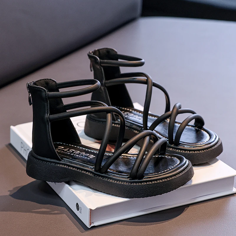 女童凉鞋公主风2025爆款新款夏季小香风中大童洋气软底罗马高帮