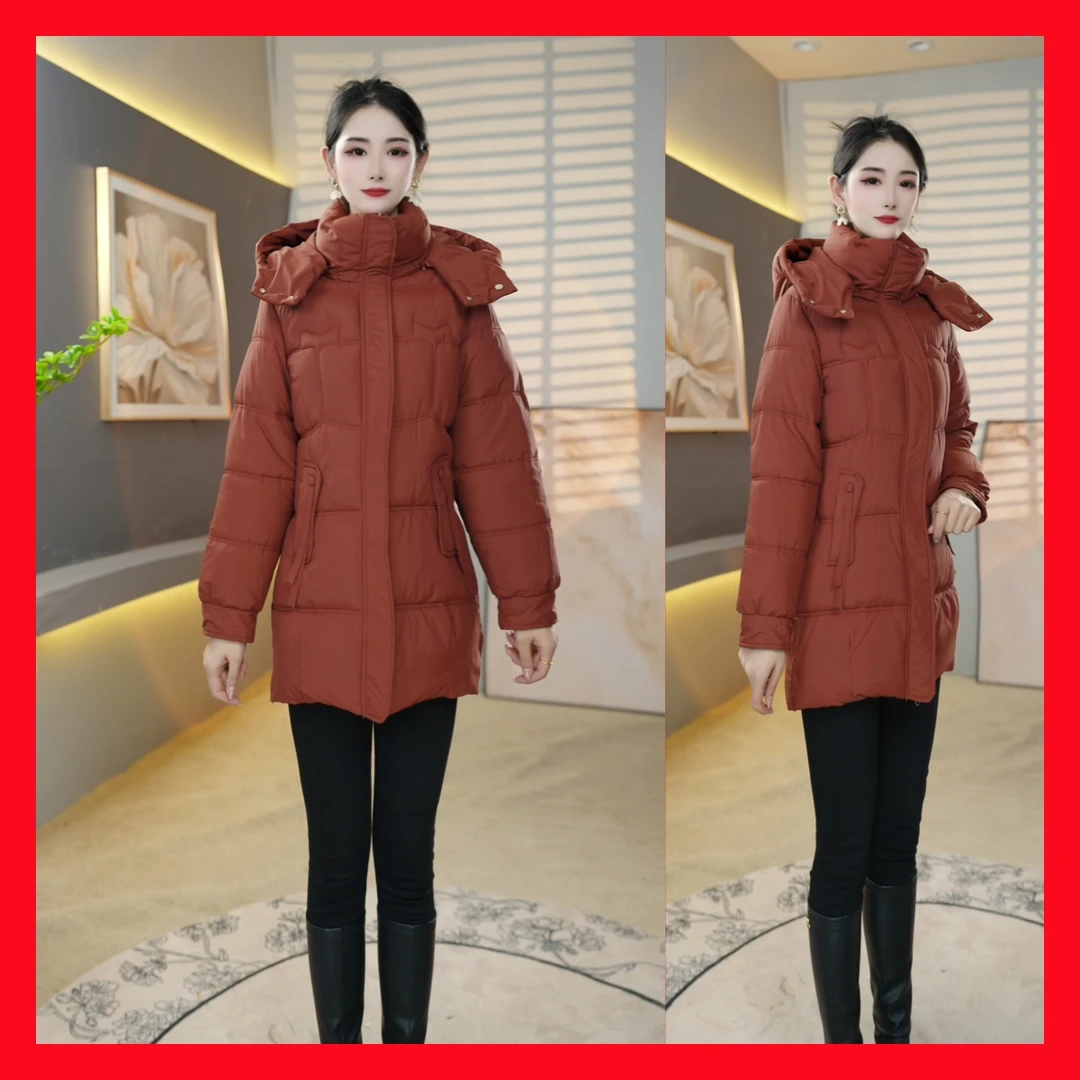 69时尚棉服中长款外套女中青年妈妈装修身洋气收腰加厚韩版纯色