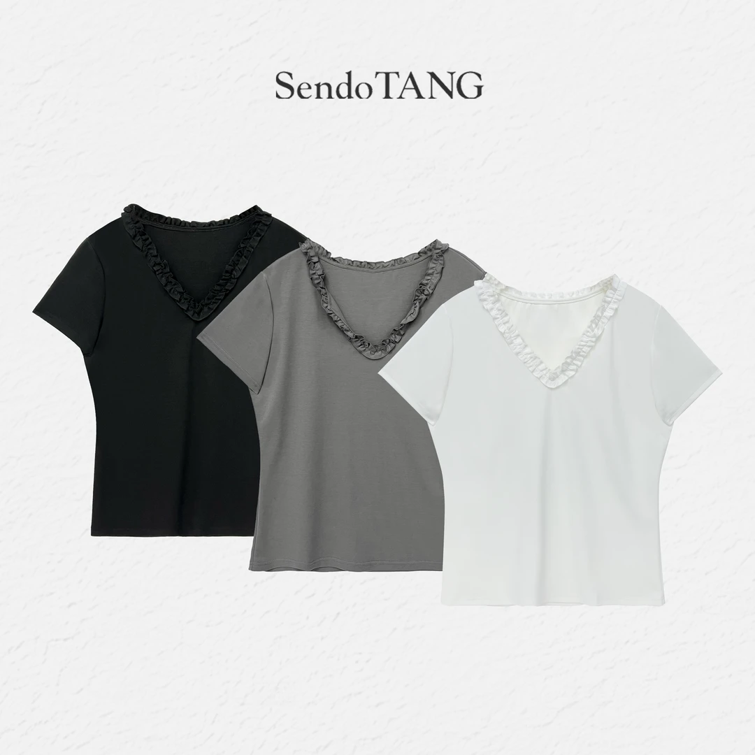 百搭通勤【炊烟袅袅】胖多女装新款休闲时尚宽松百搭T恤短袖上衣