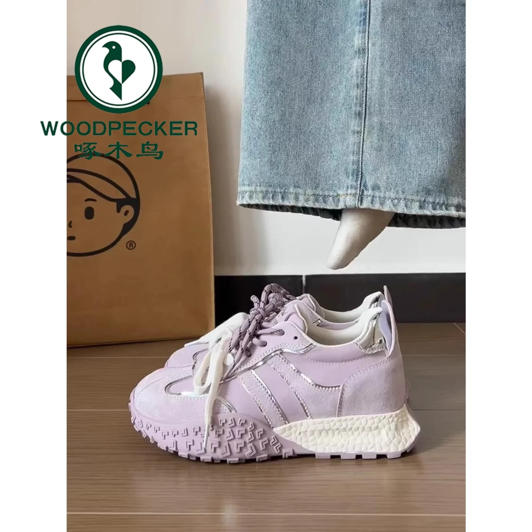 啄木鸟小众厚底德训阿甘鞋女2025夏季爆款增高百搭休闲运动老爹鞋