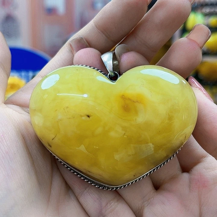 琥珀银S925镶嵌颈饰吊坠