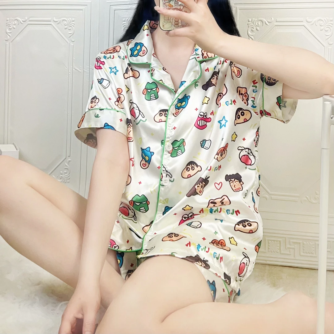 [蜡笔小新]新款冰雪丝甜美可爱带胸垫蜡笔小新睡衣短袖家居服
