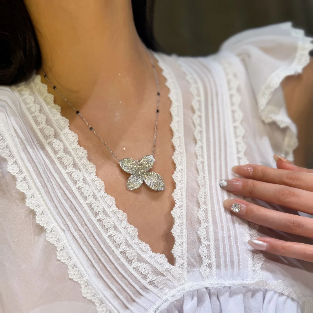 QANNA【超大号米兰花园】【重金版设计】名媛富贵奢华花朵钻石项链AY