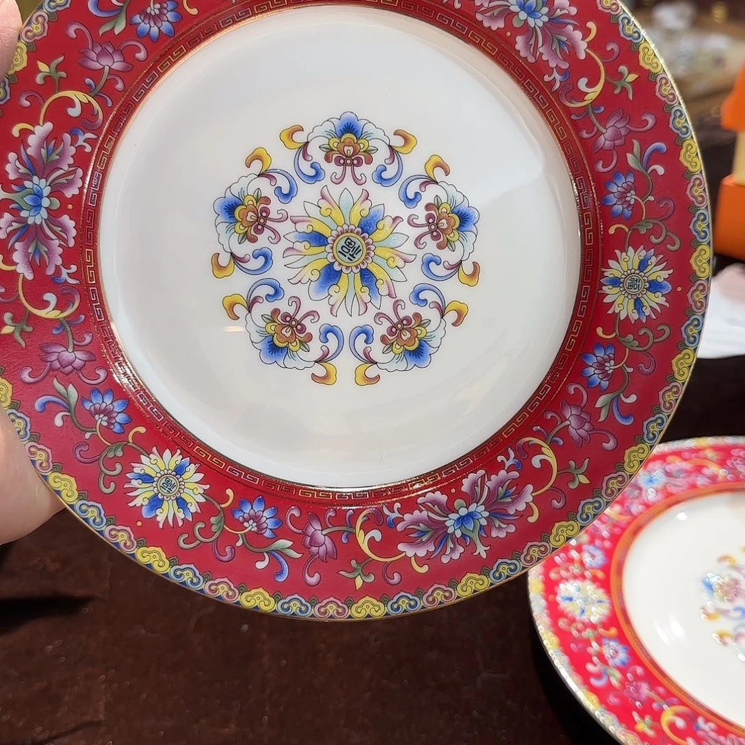 小***喜搪瓷珐琅彩工艺制作深盘2个