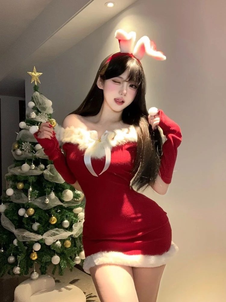 2025年新款日韩圣诞小红帽服装可爱圣诞节BH新年甜美吊带圣诞裙