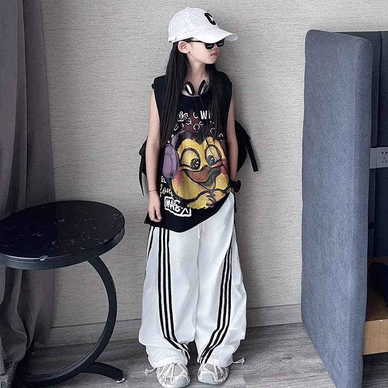 女童背心裤子套装2025新款儿童夏季薄款休闲裤中大童女孩洋气时髦