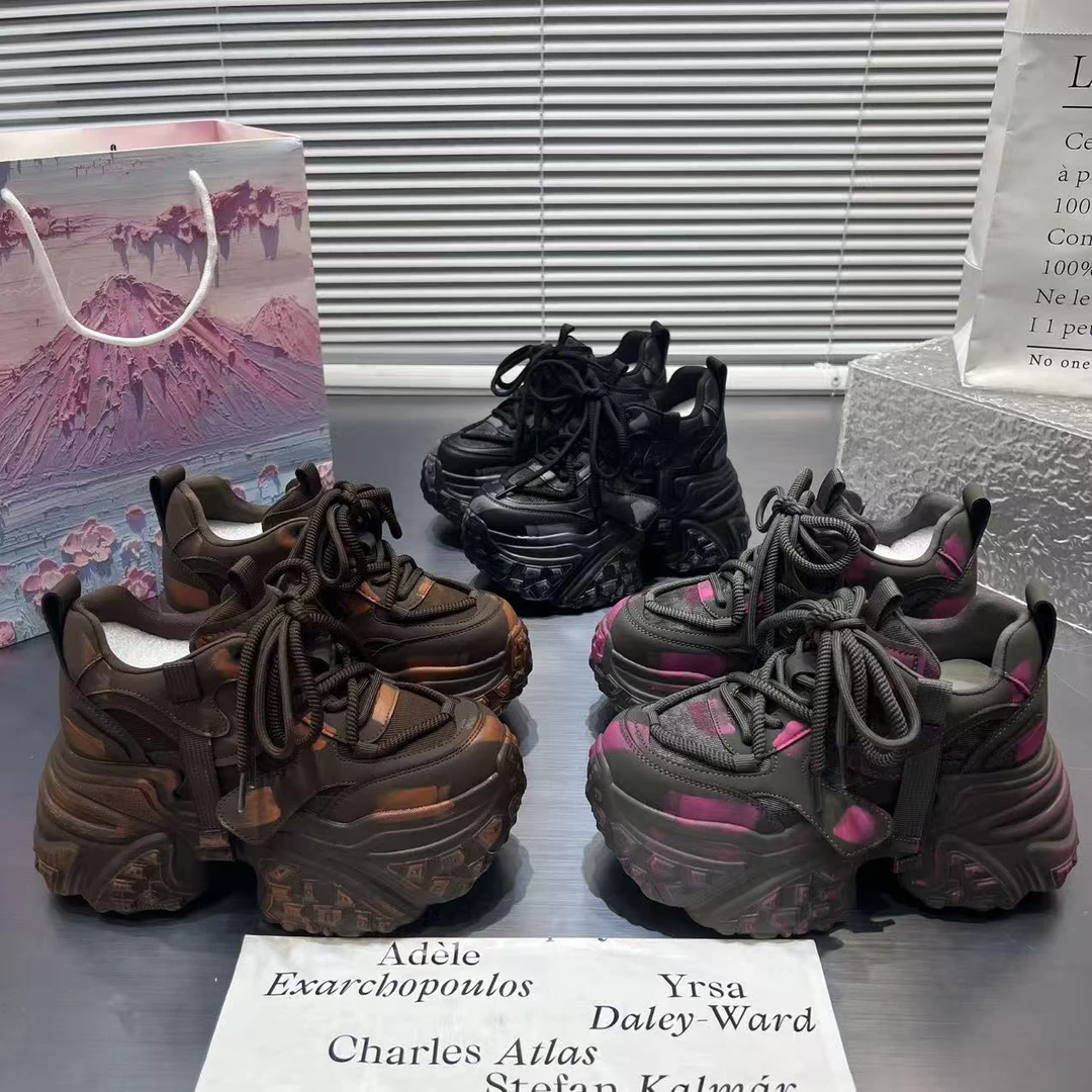 【琪】【加绒/单里】2025年秋冬新款增高老爹鞋女超火加绒厚底休闲鞋