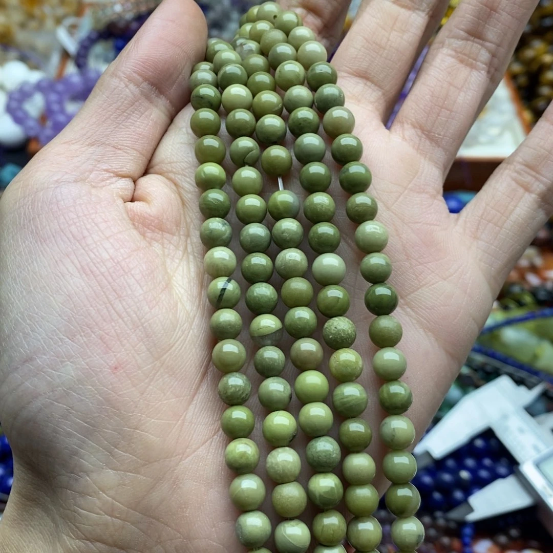 玛瑙/玉髓合金珠宝半成品一条天然6mm+阿拉善抹茶绿