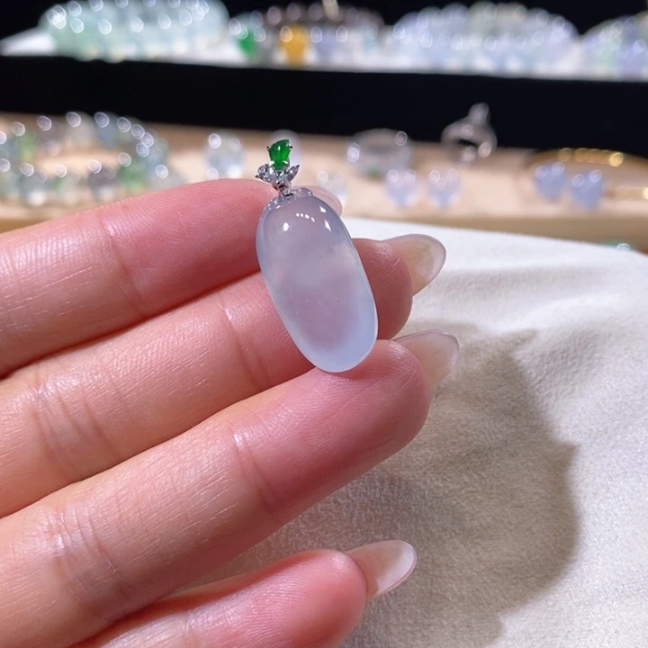 翡翠18K金镶嵌吊坠(不含链)翡翠冰福瓜