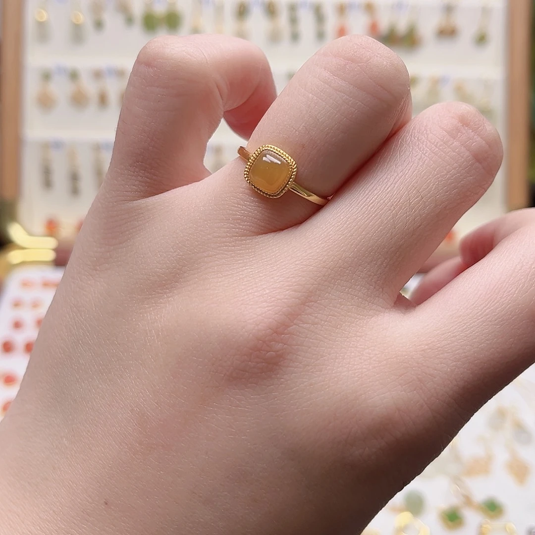 和田玉银S925镶嵌戒指