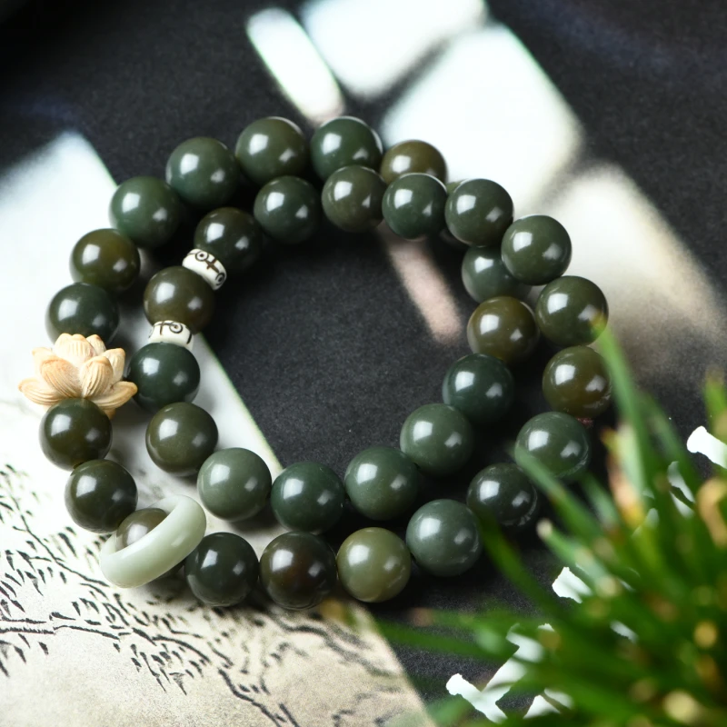 绿菩提1.2双圈手链莲花跑环款