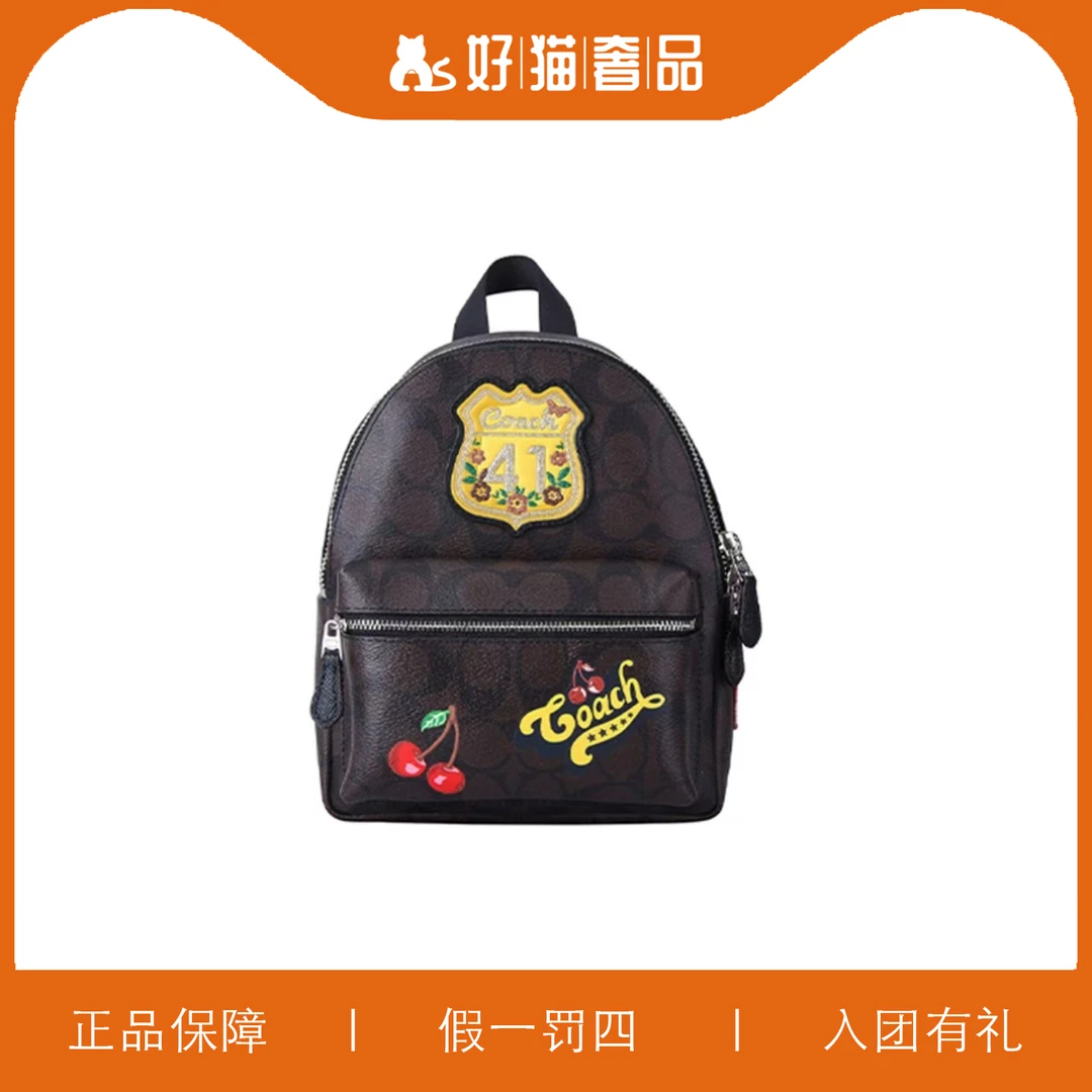 95新 COACH/蔻驰 蔻驰印花双肩包/F0705/18X22X8