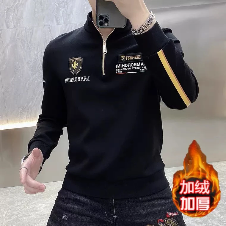 加厚加绒时尚立领拉链男士卫衣休闲百搭保暖