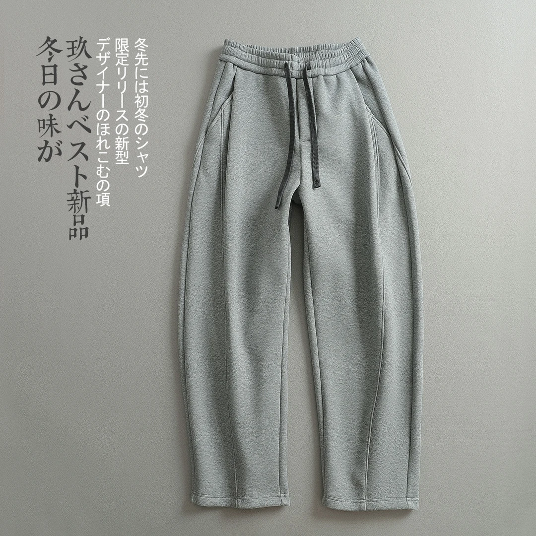 【见川】秋冬植绒系带卫裤 男