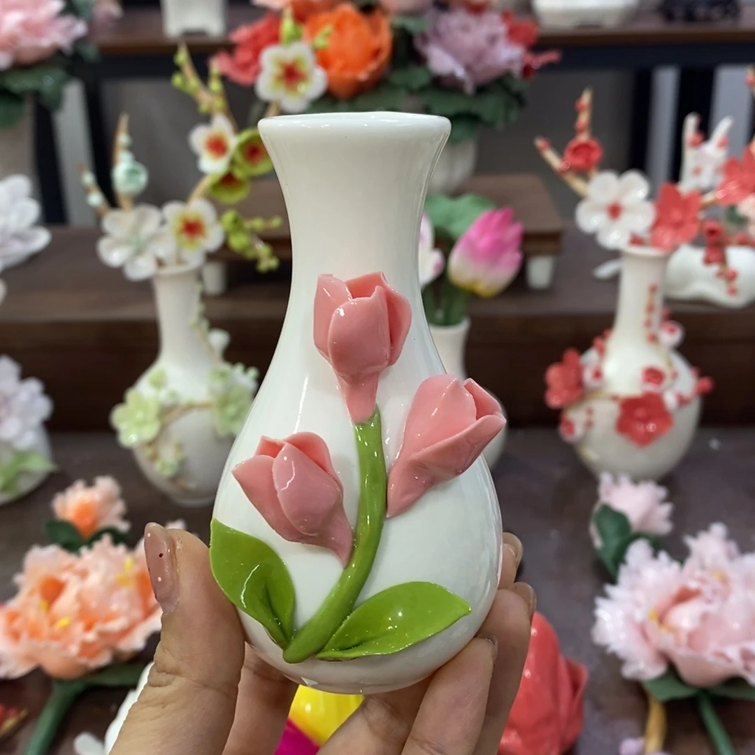 瓷片陶瓷手工花摆件
