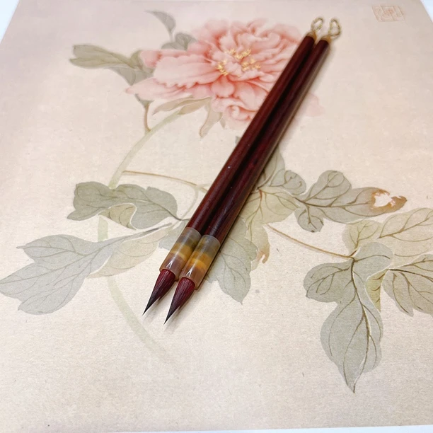 定制版点绛唇红木杆高端三幅小楷笔小楷作品级毛笔灵飞经文征明等