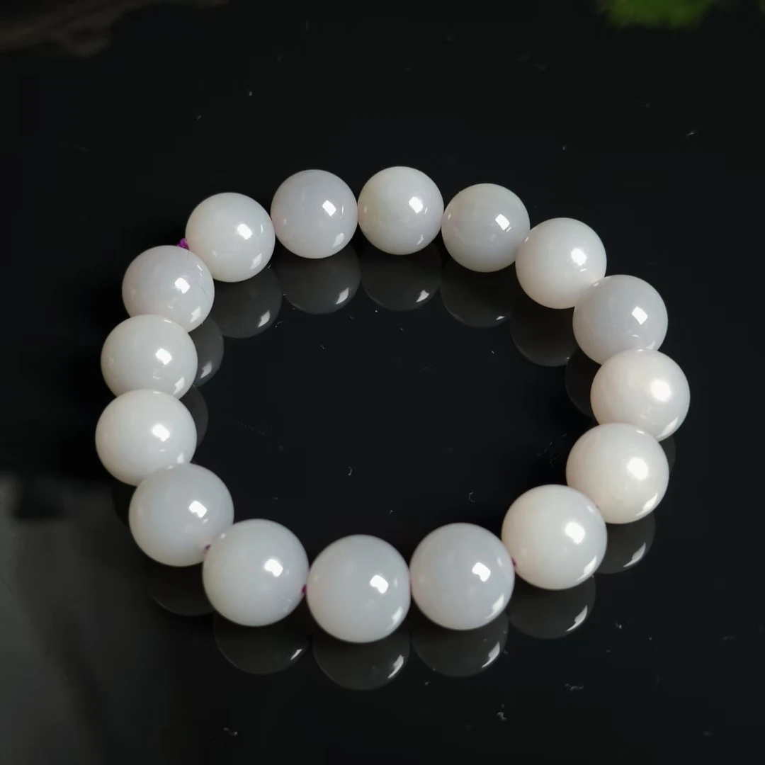 lot6015 手串 和田玉烟紫 12mm*16颗 42.1g