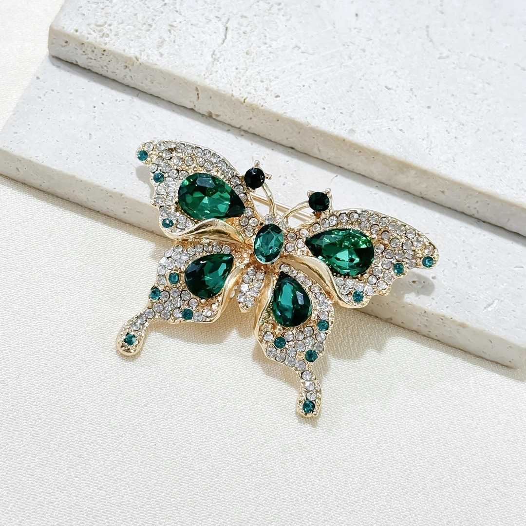 合金锆石胸针 轻奢高级感蝴蝶胸针高端胸花防走光别针衣饰配饰