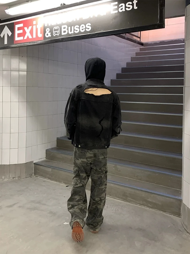 5701-多口袋设计感百搭工装牛仔裤