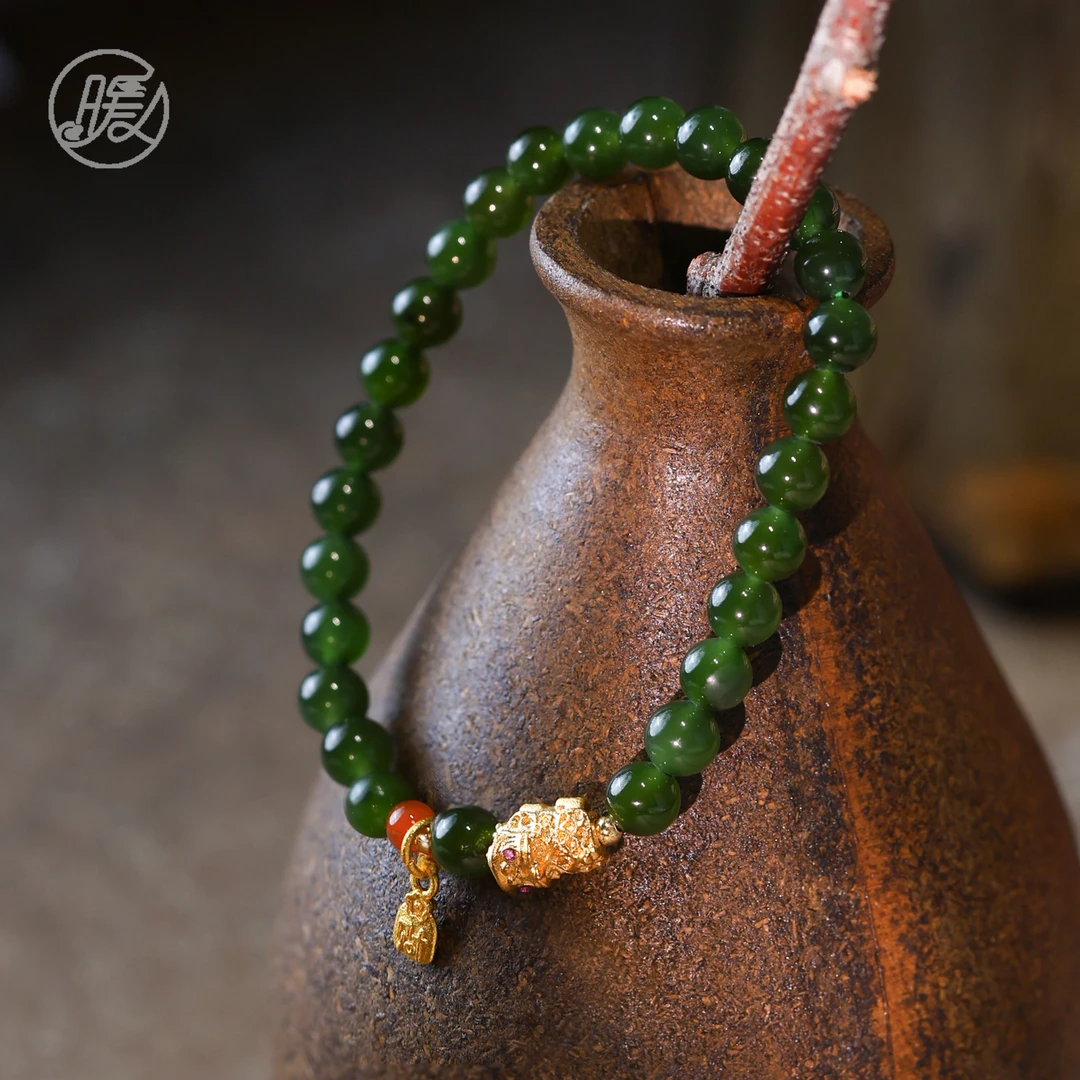 单圈和田玉手串配貔貅牌子A6769多样性发一