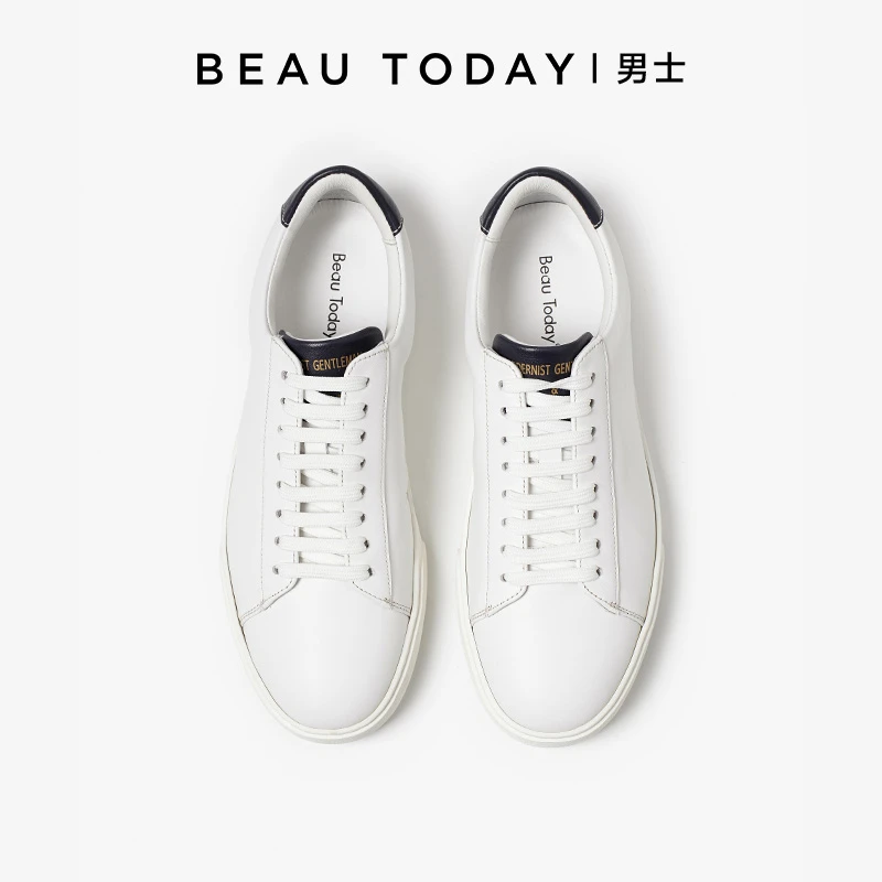 BeauToday【全真皮小白鞋】商务时尚透气百搭板鞋男款休闲皮鞋板鞋