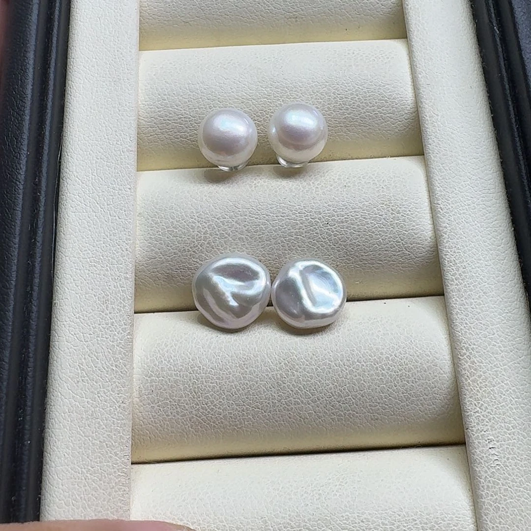 银S925镶嵌耳饰淡水珍珠