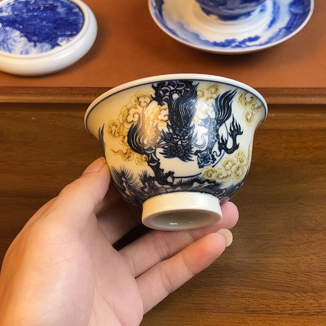 问青坊柴窑釉里金压手杯