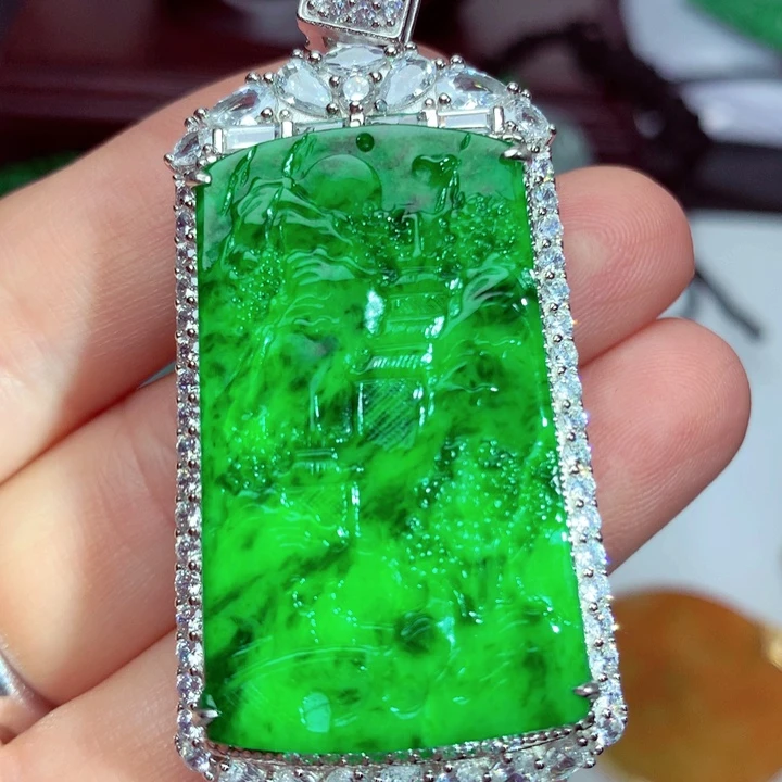 翡翠吊坠(不含链)银S925镶嵌