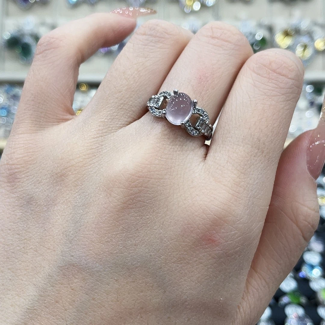 银S925镶嵌戒指烟晶戒指