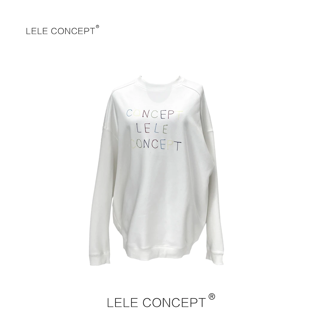 LELE CONCEPT |「夭夭」尚五彩绣线字母百搭卫衣S0638